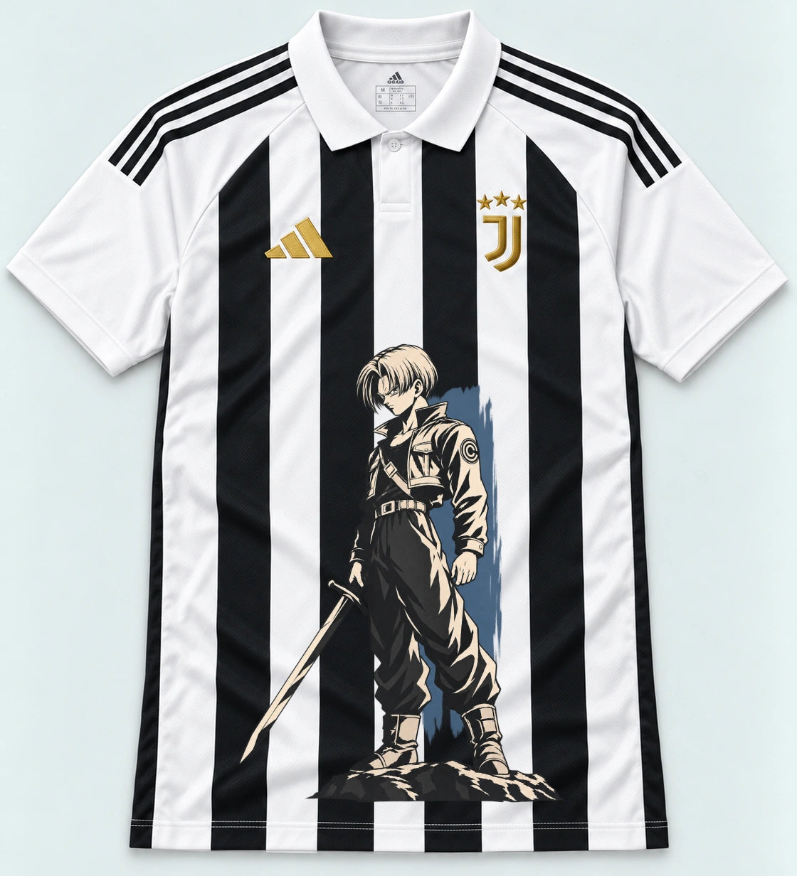 Juventus Striped Trunks Sword Dragon Ball Jersey — Front