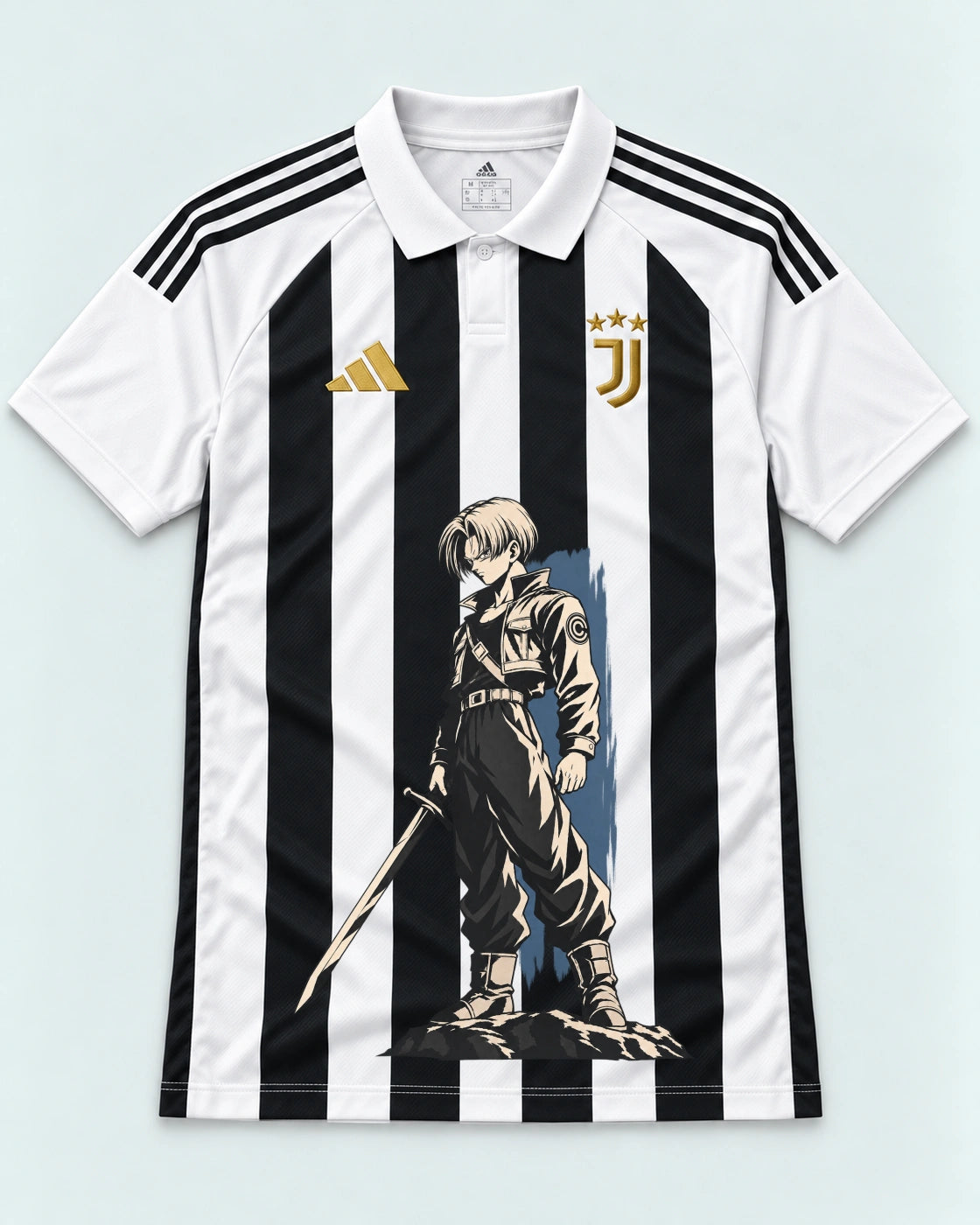 Juventus Striped Trunks Sword Dragon Ball Jersey — Front