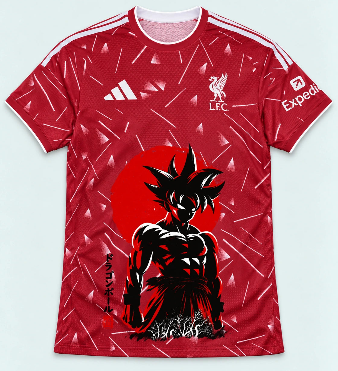 Liverpool Red Goku Rising Sun Dragon Ball Jersey — Front