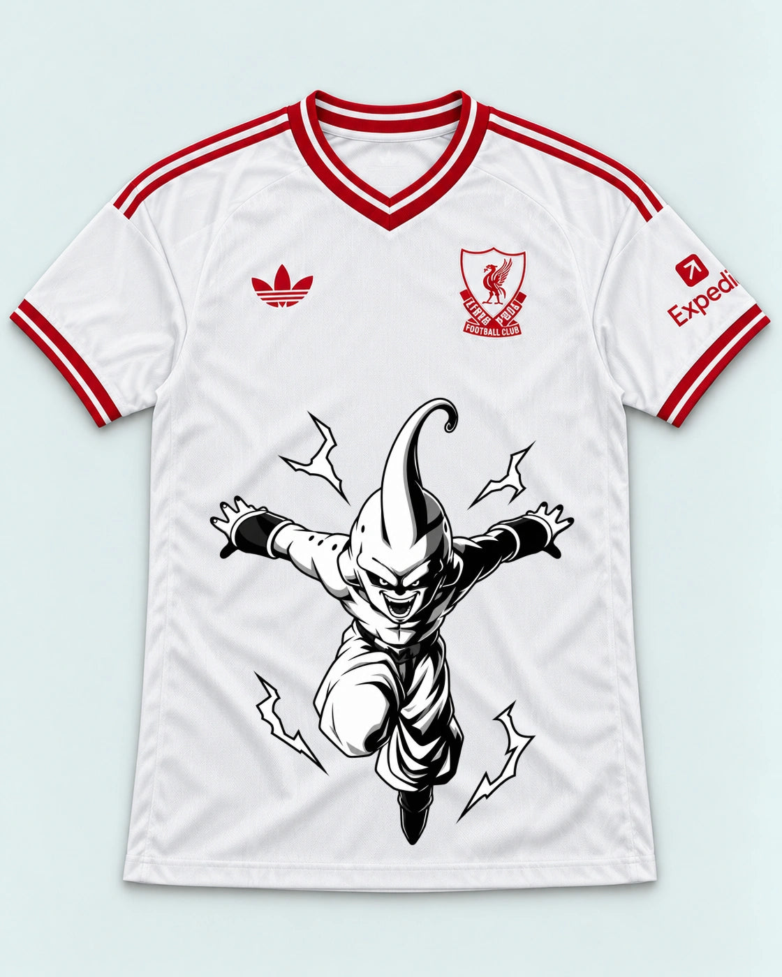 Liverpool White Kid Buu Dragon Ball Jersey — Front