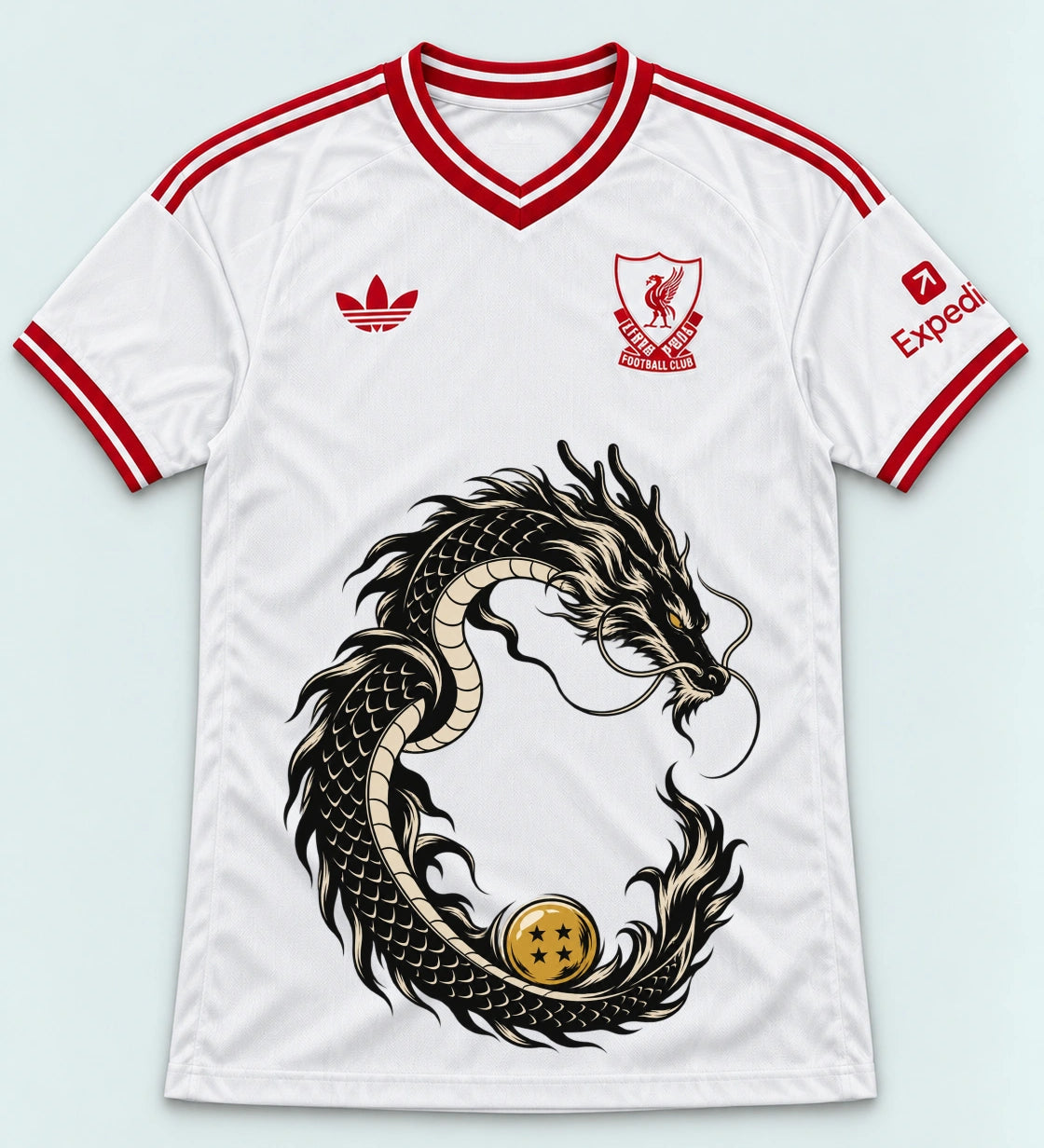 Liverpool White Shenron Emblem Dragon Ball Jersey — Front