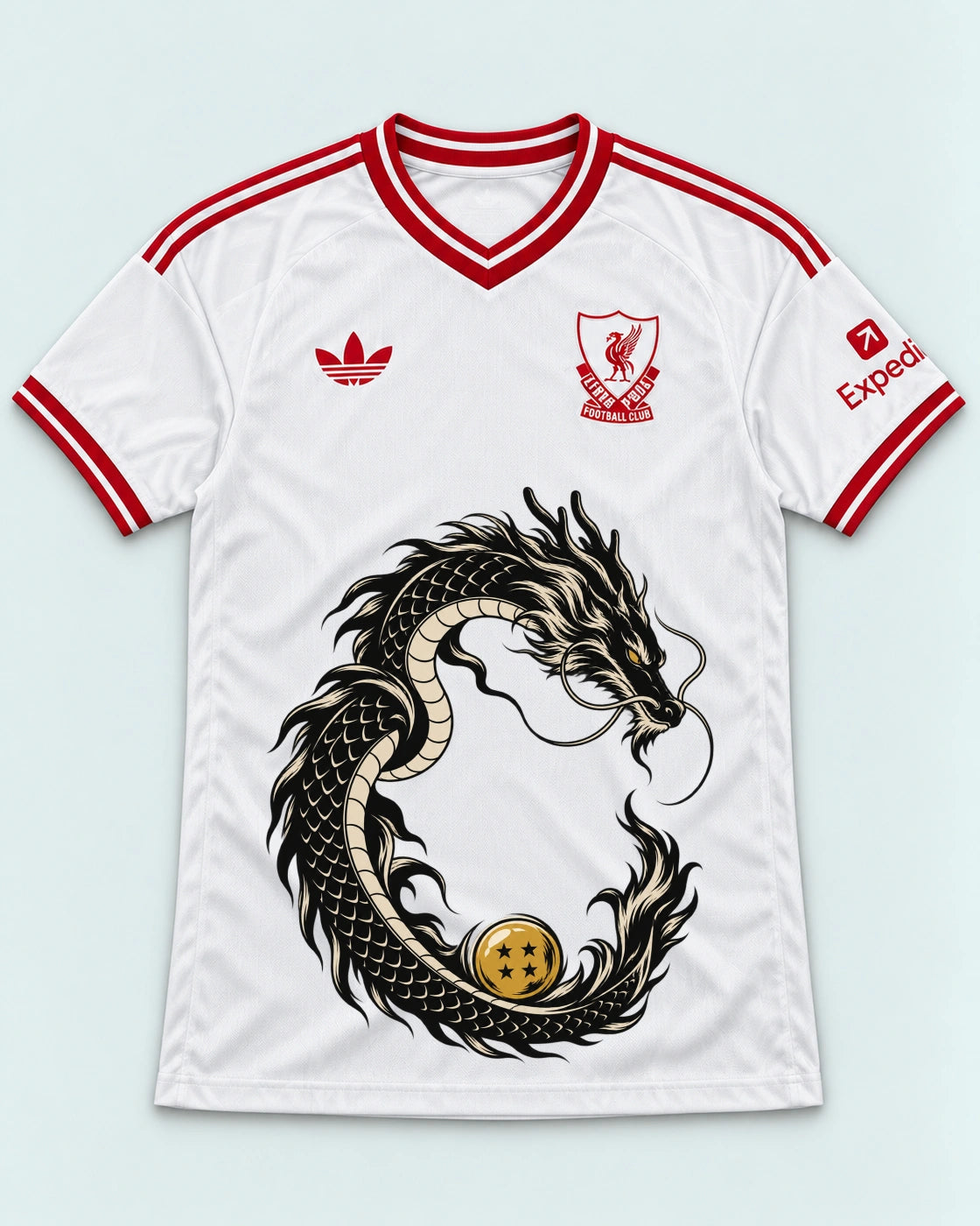 Liverpool White Shenron Emblem Dragon Ball Jersey — Front