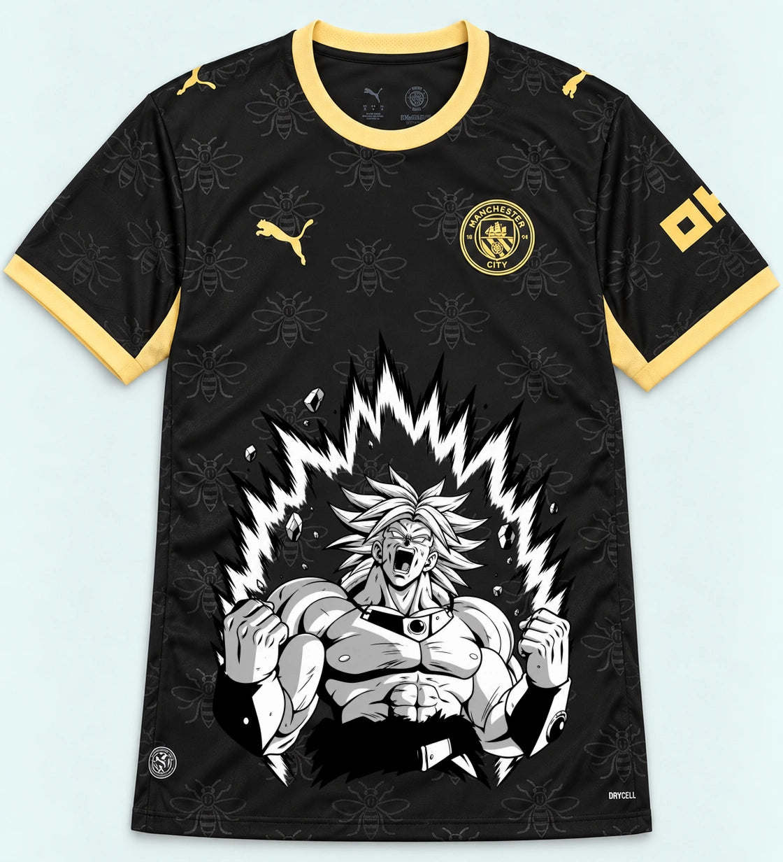 Manchester City Black Broly Dragon Ball Jersey — Front
