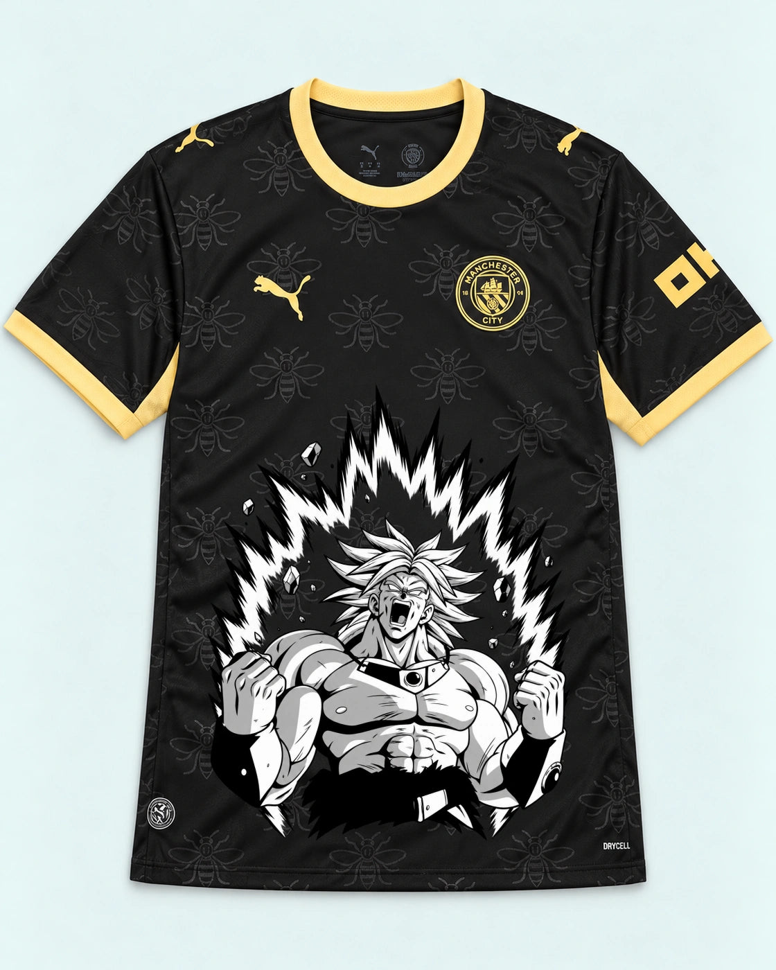 Manchester City Black Broly Dragon Ball Jersey — Front