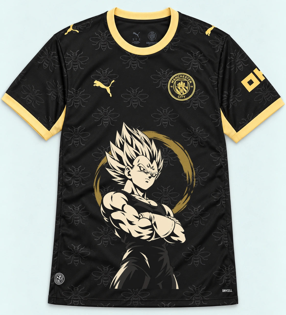 Manchester City Black Majin Vegeta Dragon Ball Jersey — Front