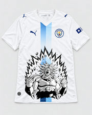 Manchester City White Broly Dragon Ball Jersey — Front