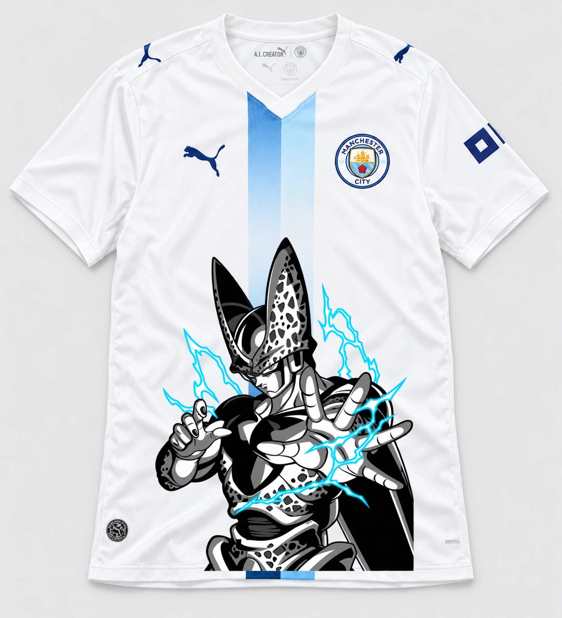 Manchester City White Cell Dragon Ball Jersey — Front