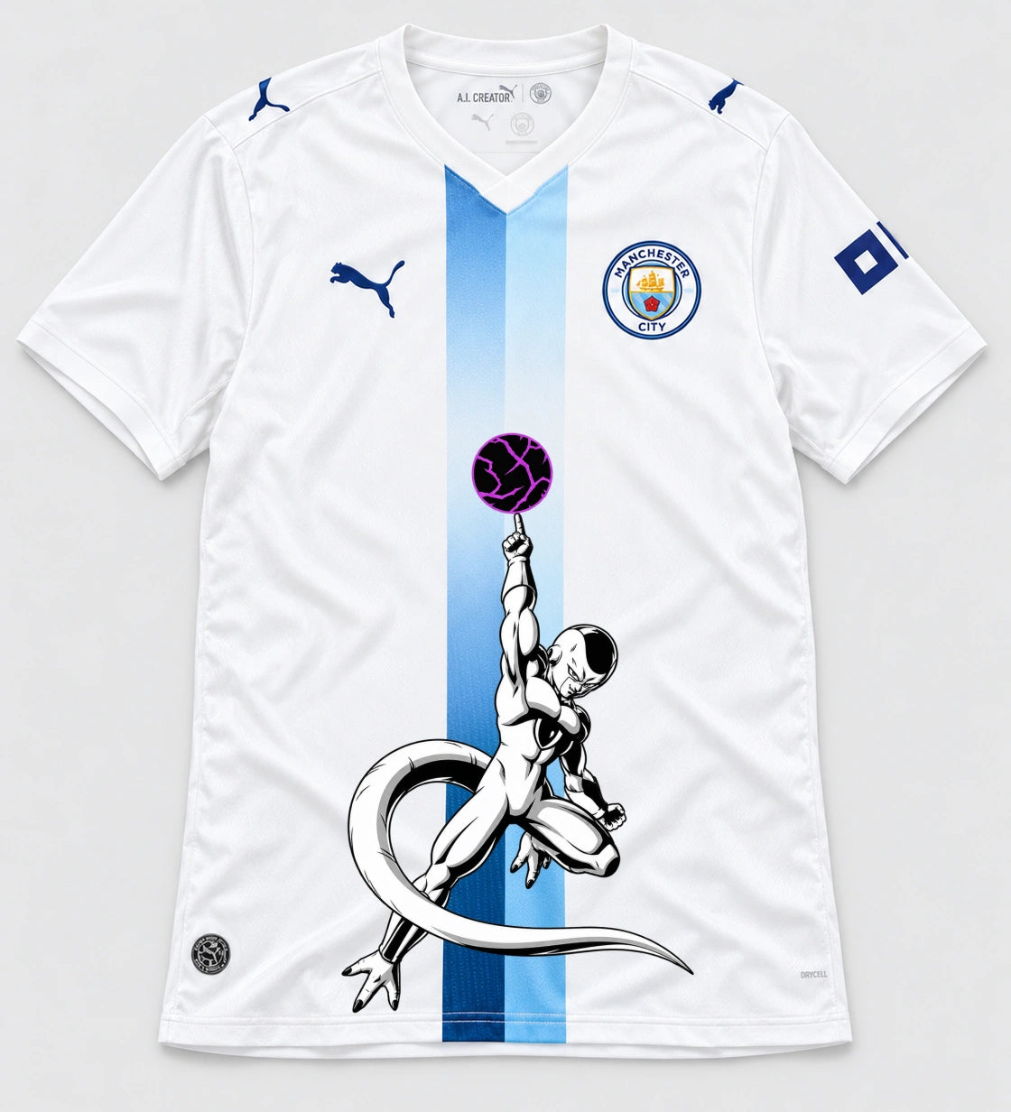 Manchester City White Frieza Death Ball Dragon Ball Jersey — Front