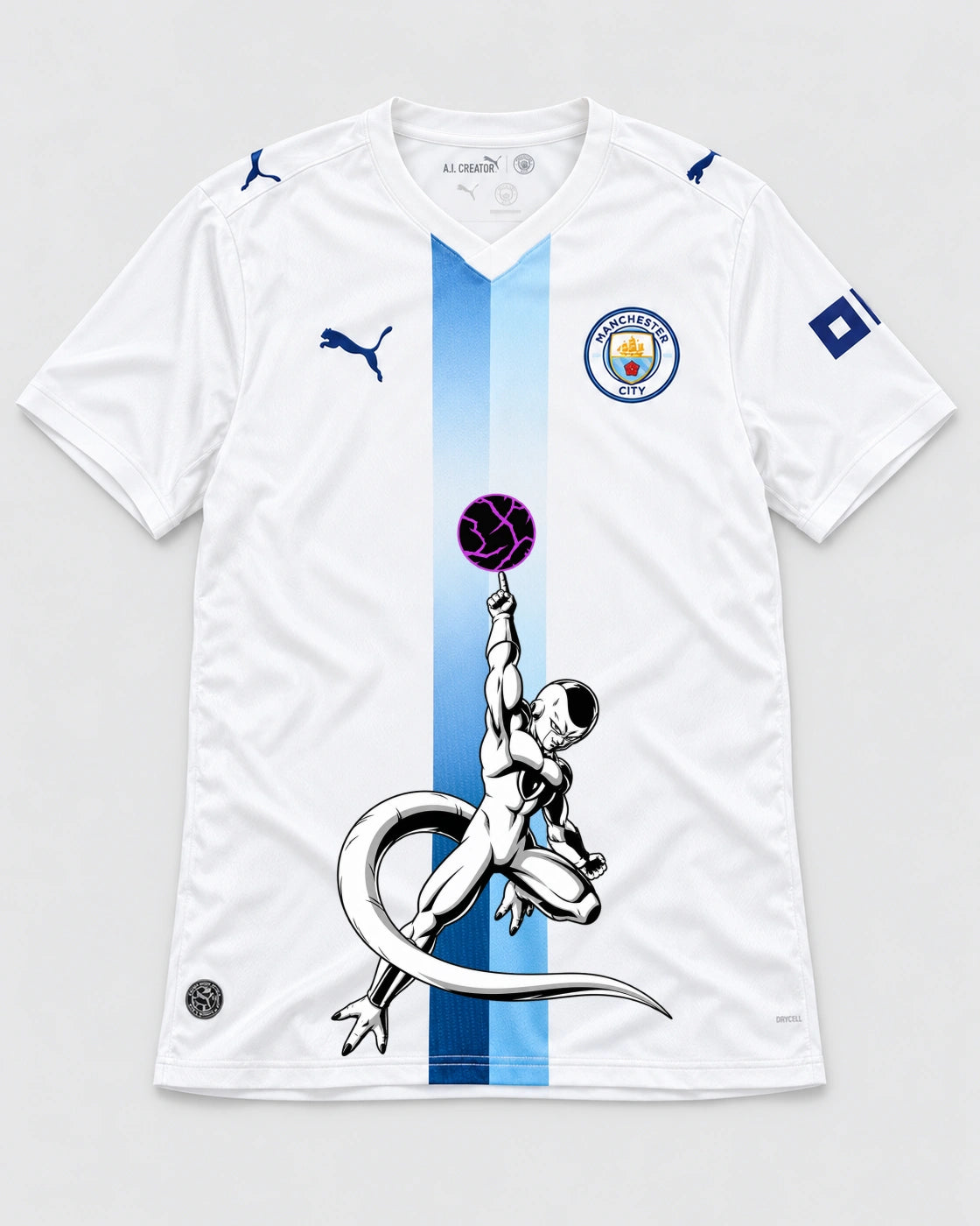 Manchester City White Frieza Death Ball Dragon Ball Jersey — Front