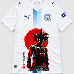 Manchester City White Goku Rising Sun Dragon Ball Jersey — Front