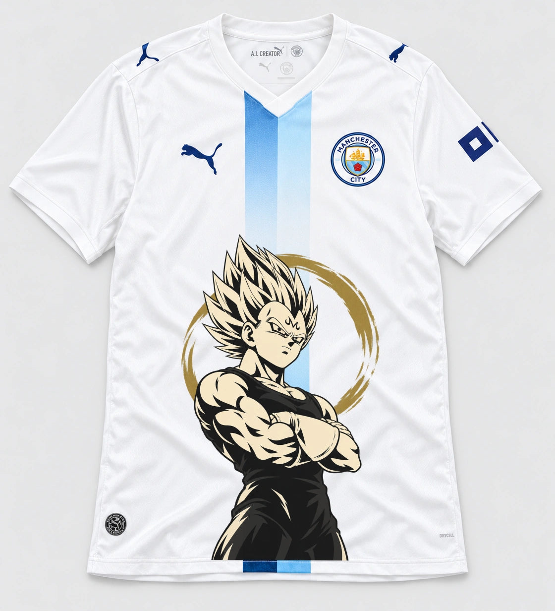 Manchester City White Majin Vegeta Dragon Ball Jersey — Front