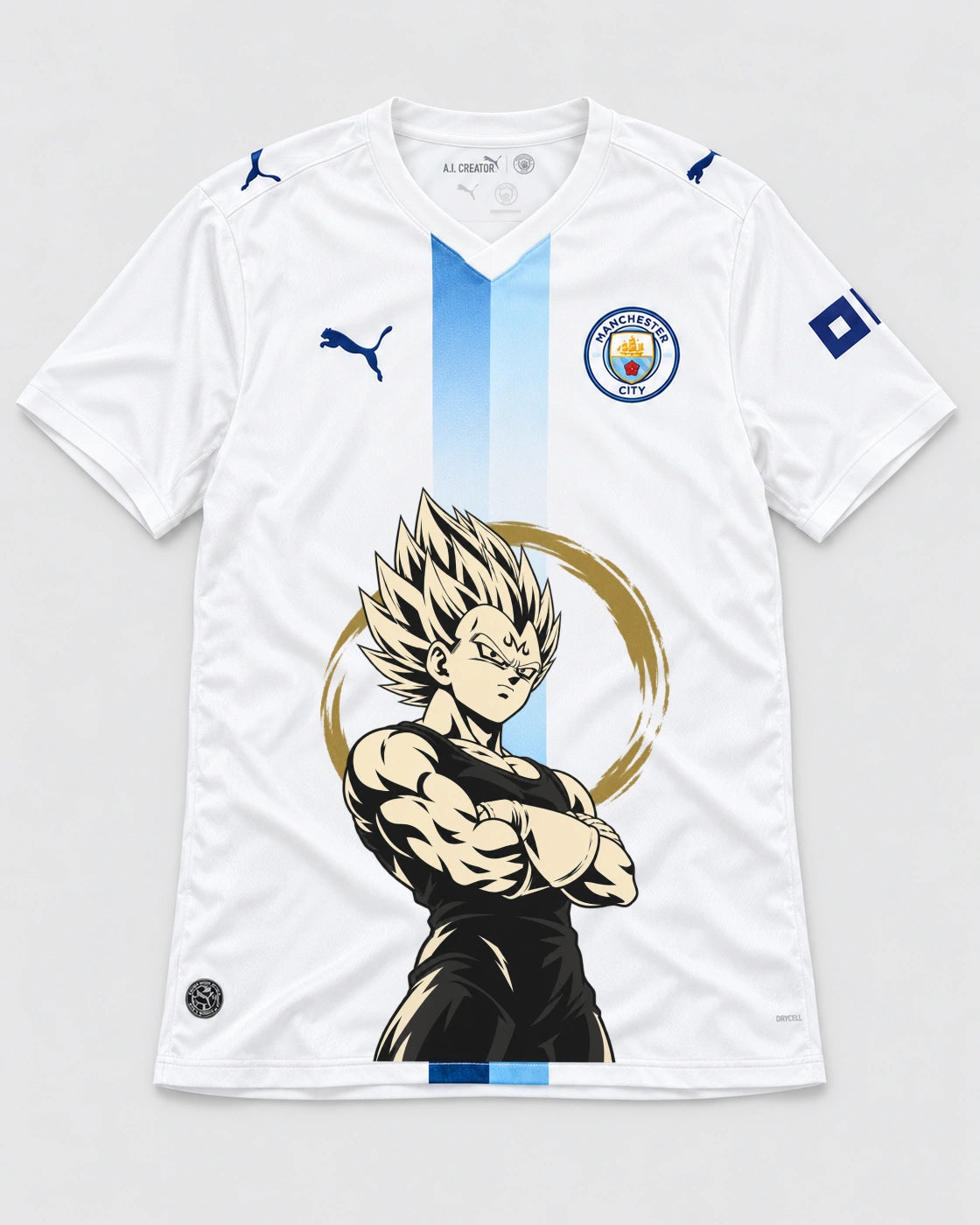 Manchester City White Majin Vegeta Dragon Ball Jersey — Front