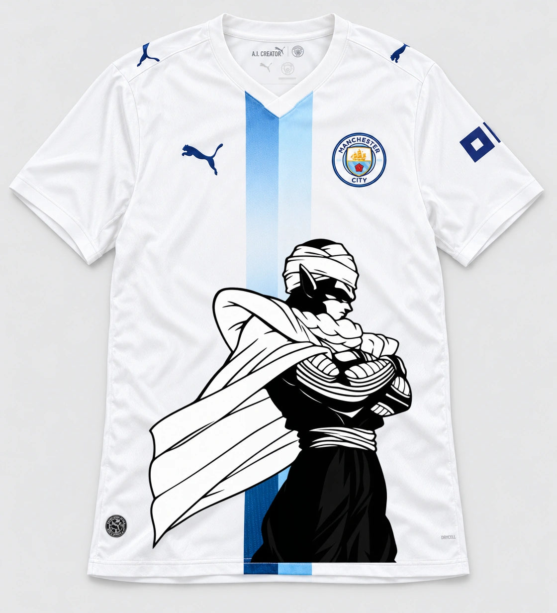 Manchester City White Piccolo Cloak Dragon Ball Jersey — Front