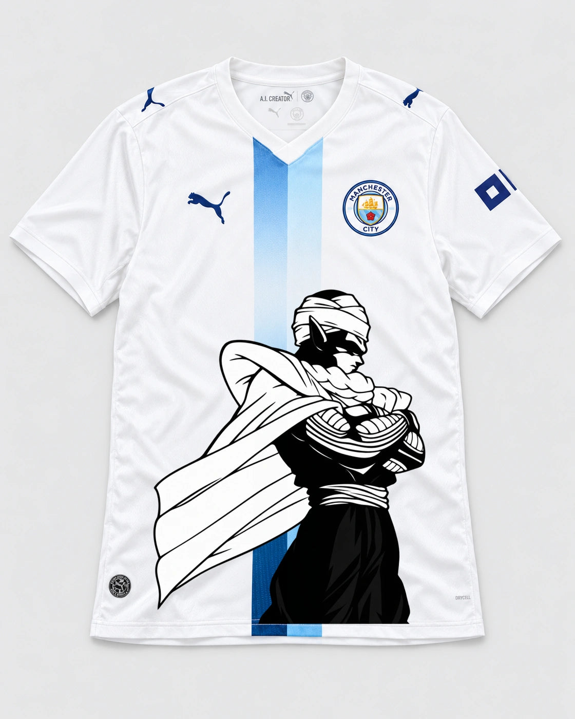 Manchester City White Piccolo Cloak Dragon Ball Jersey — Front