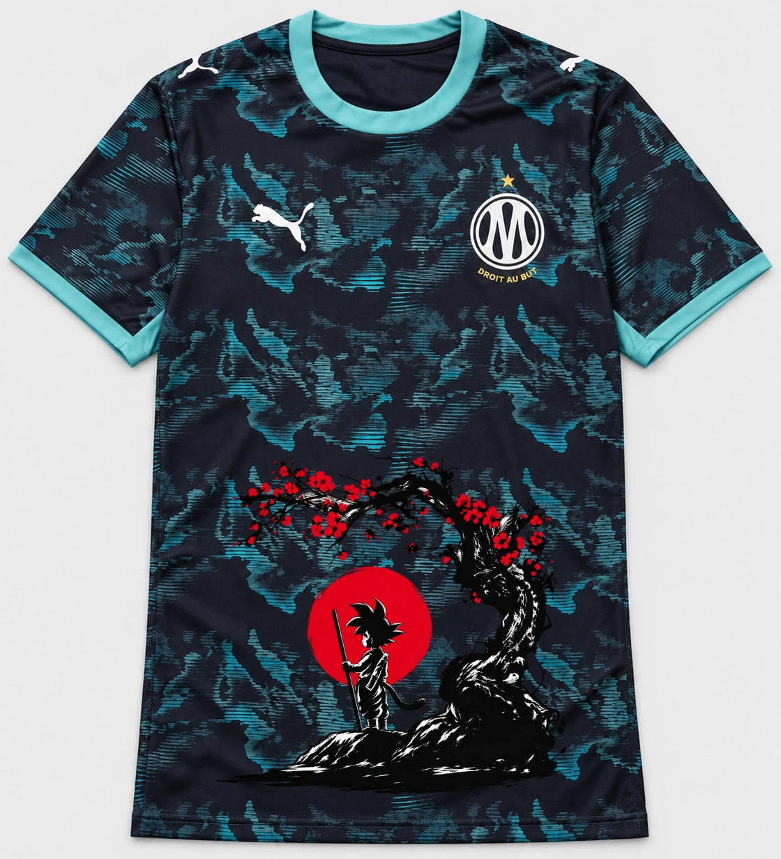 Olympique Marseille Goku Sakura Dragon Ball Jersey — Front