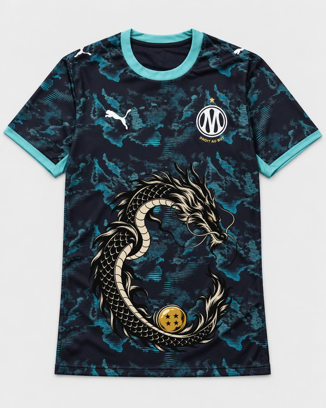 Olympique Marseille Shenron Emblem Dragon Ball Jersey — Front