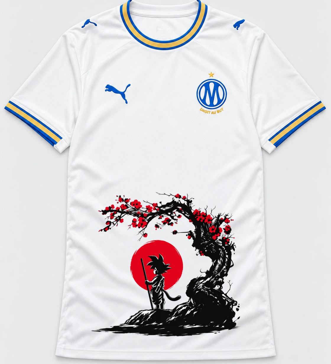 Olympique Marseille Goku Sakura Dragon Ball Jersey — Front