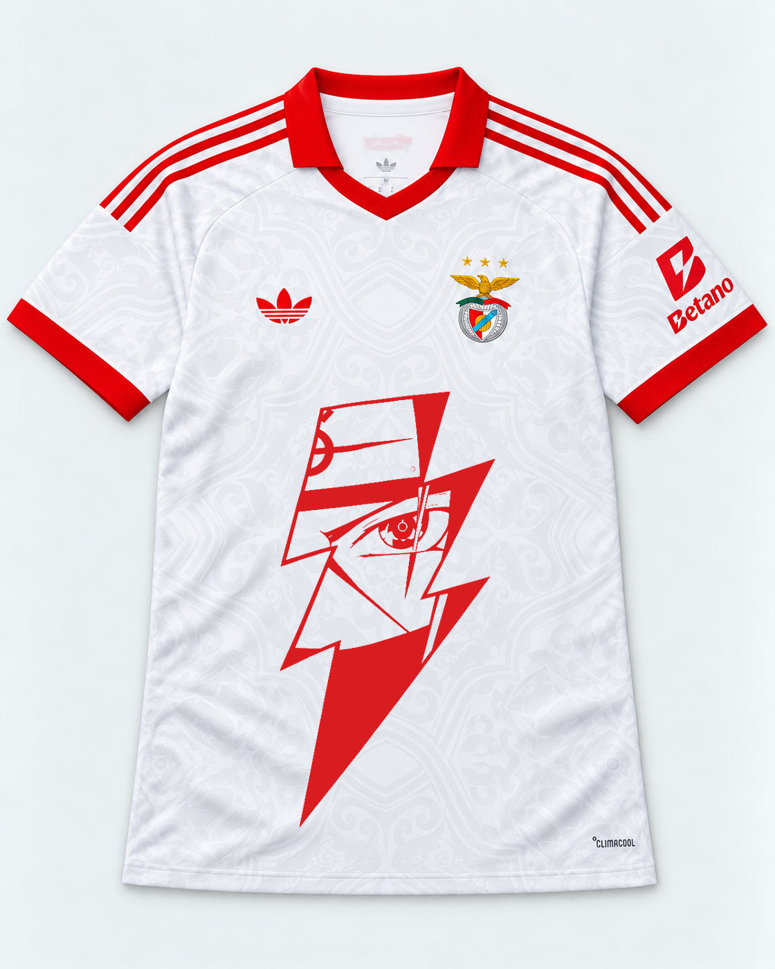 Benfica White Kakashi Lightning Eye Jersey — Front