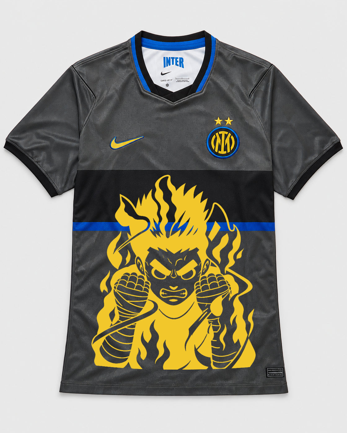 Inter Milan Gray Rock Lee Inner Flame Jersey — Front