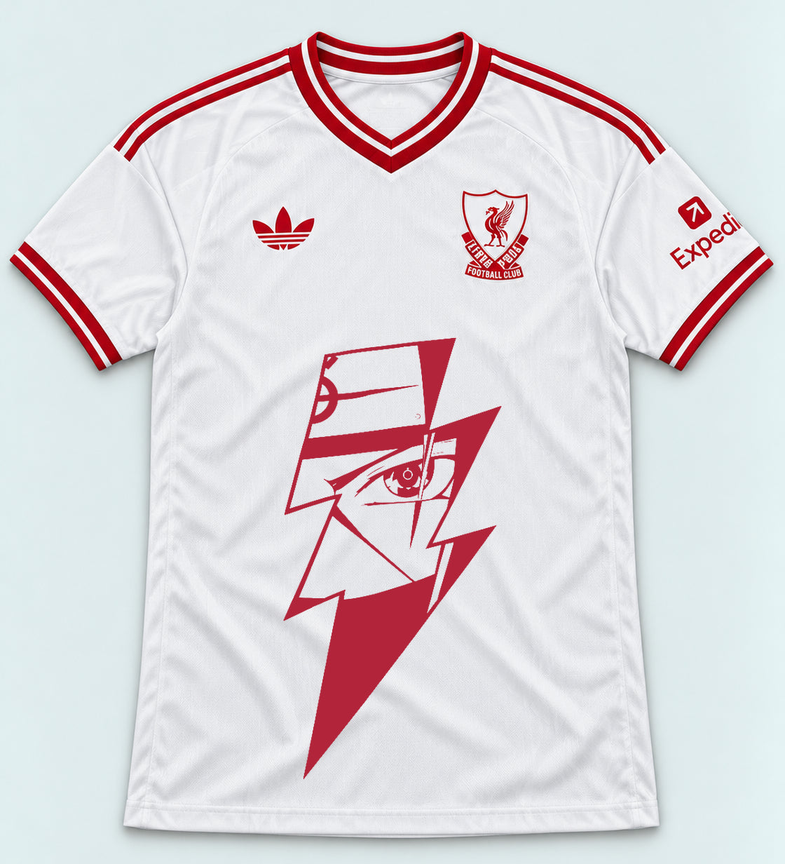 Liverpool White Kakashi Lightning Eye Jersey — Front