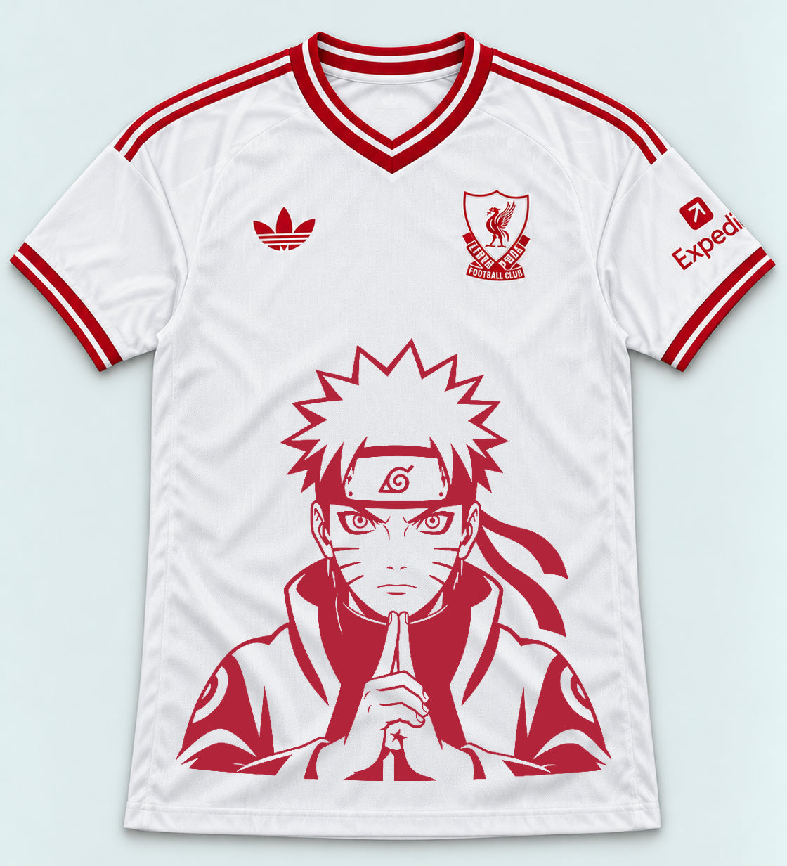 Liverpool White Naruto Sage Resolve Jersey — Front