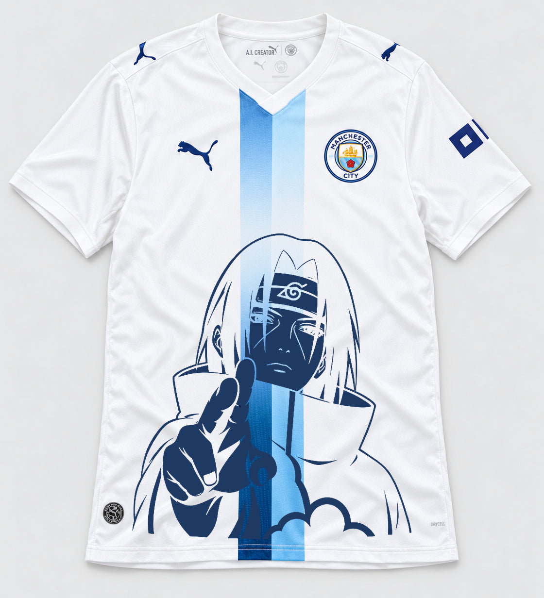 Manchester City White Itachi Silent Promise Jersey — Front