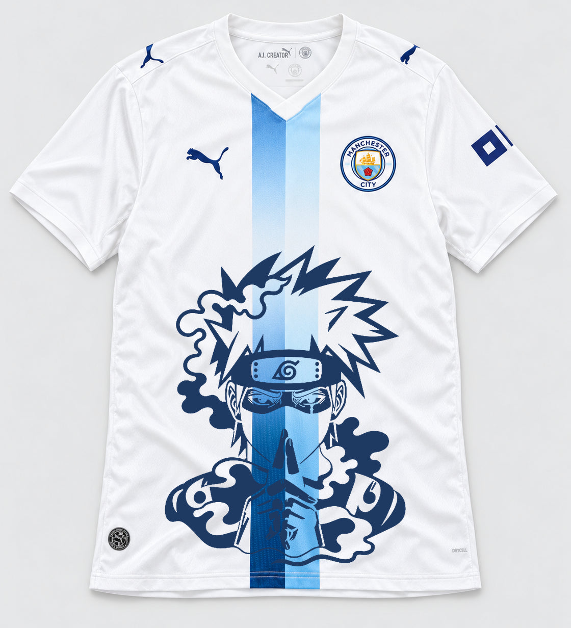 Manchester City White Kakashi Silent Jutsu Jersey — Front