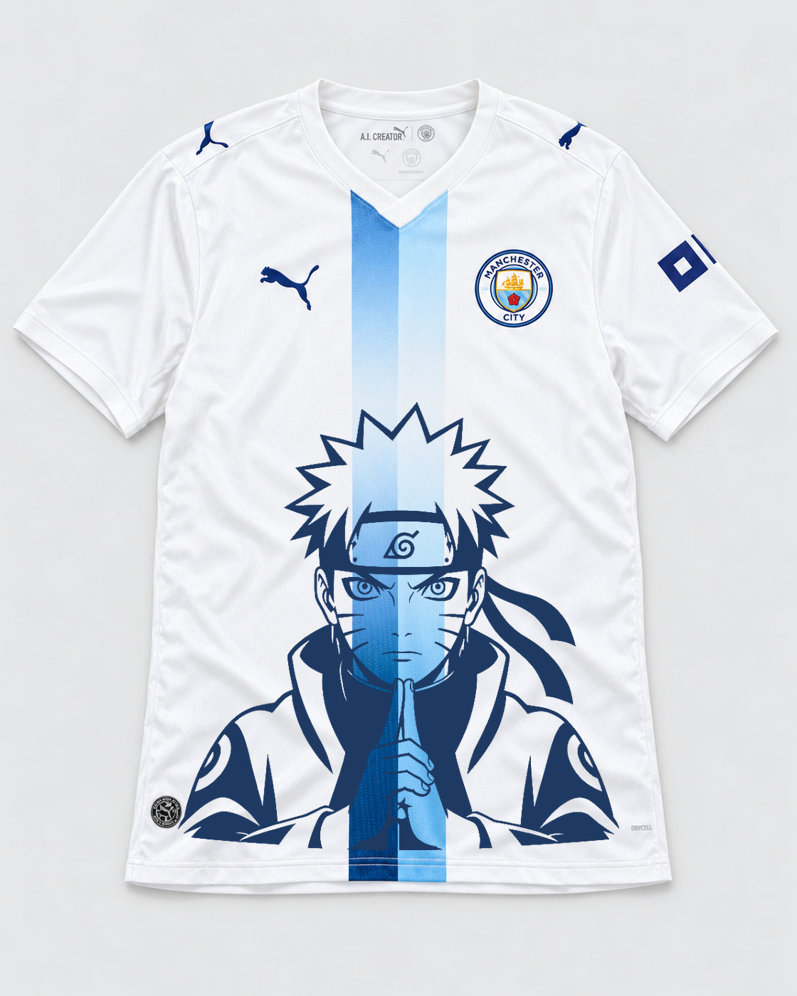 Manchester City White Naruto Sage Resolve Jersey — Front