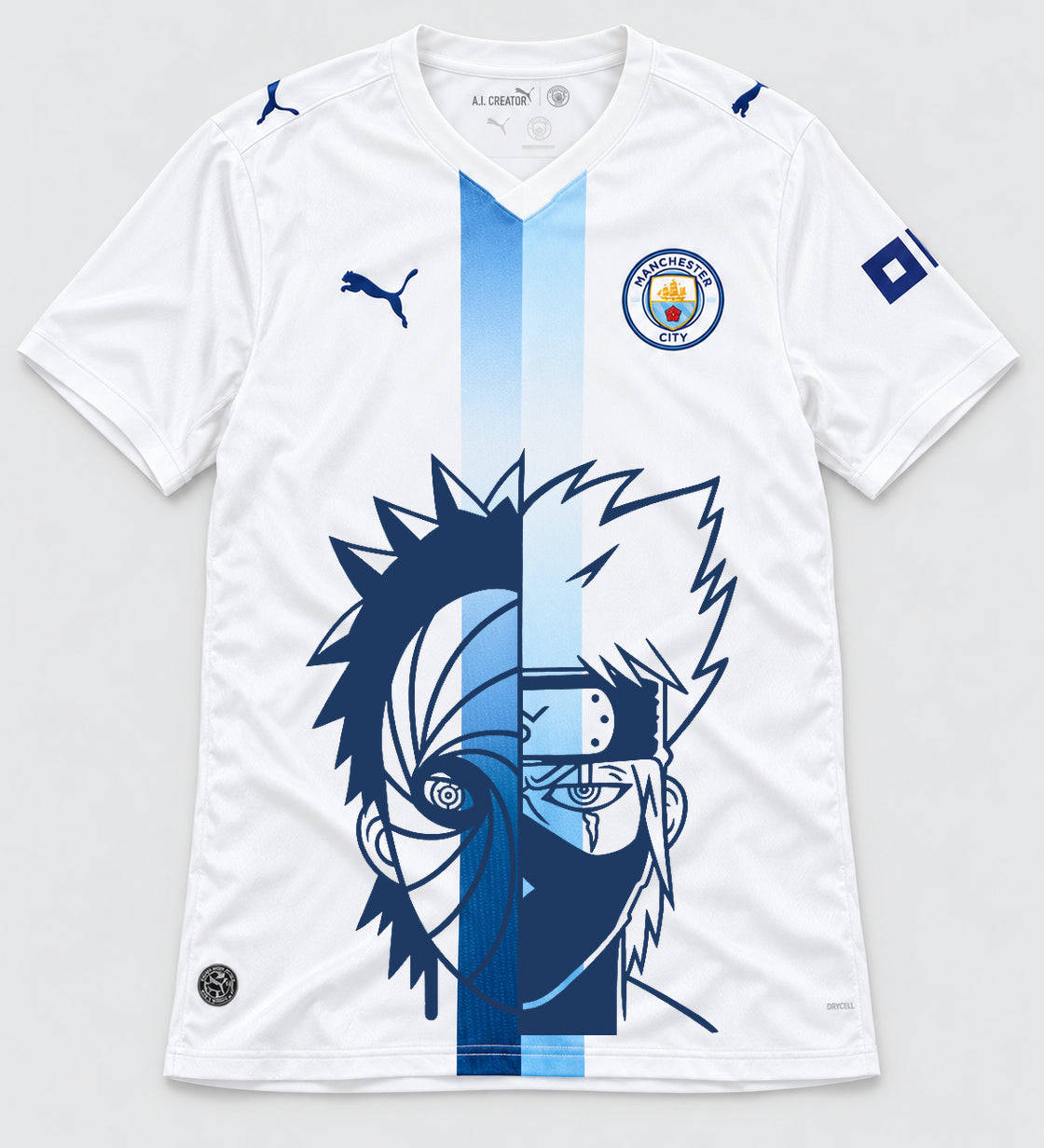 Manchester City White Obito Kakashi Shared Destiny Jersey — Front