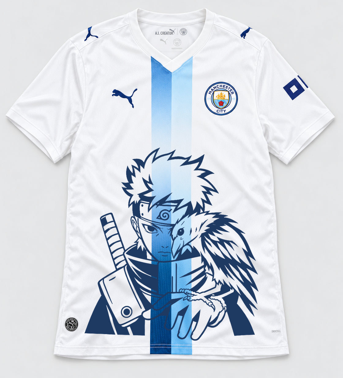 Manchester City White Shisui Raven Oath Jersey — Front