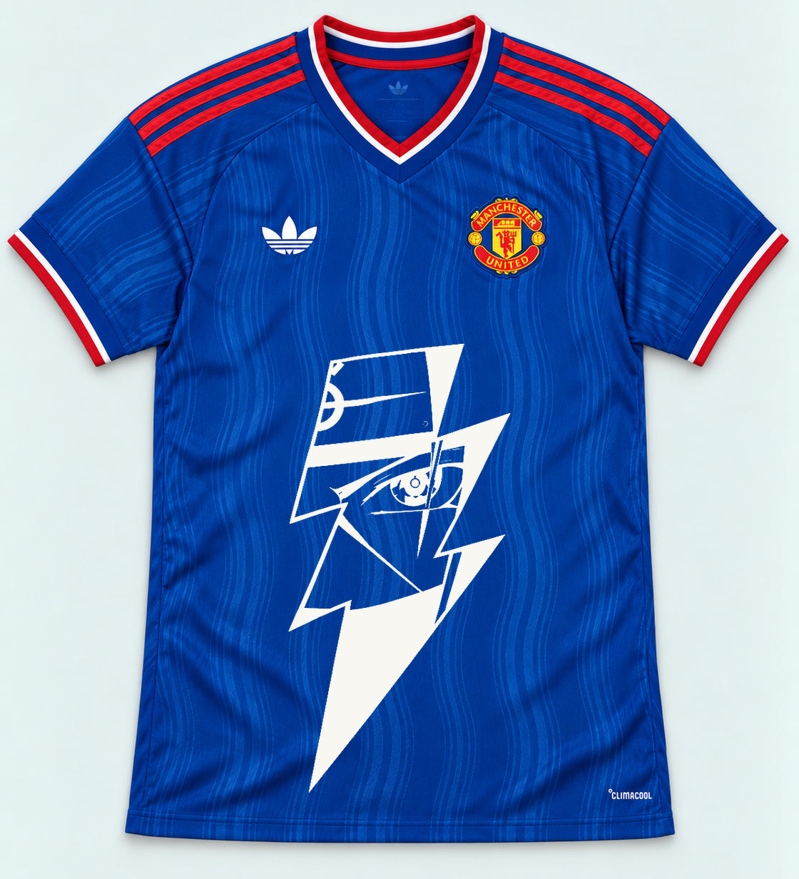 Manchester United Blue Kakashi Lightning Eye Jersey — Front
