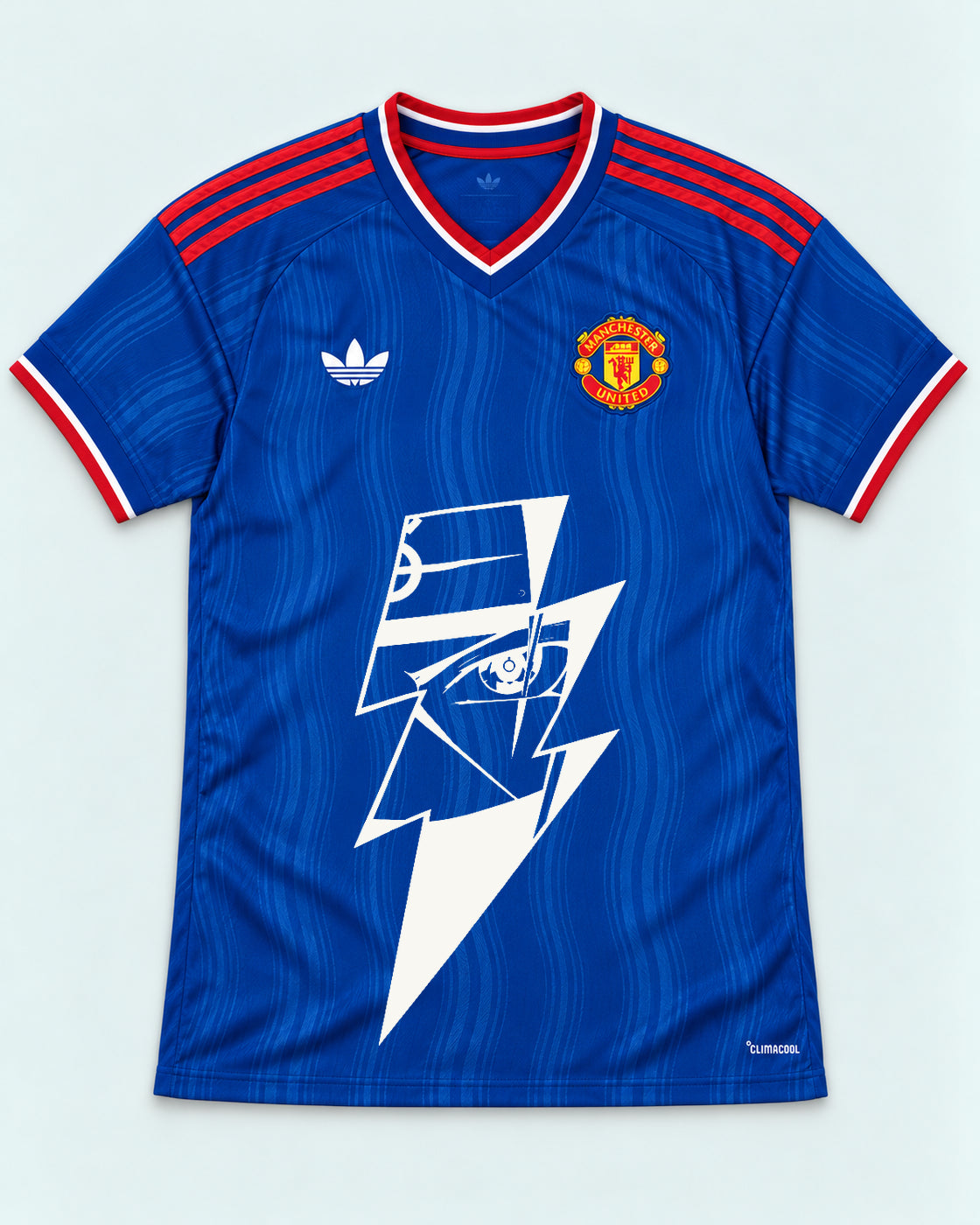 Manchester United Blue Kakashi Lightning Eye Jersey — Front