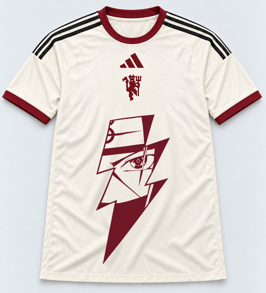 Manchester United Cream Kakashi Lightning Eye Jersey — Front