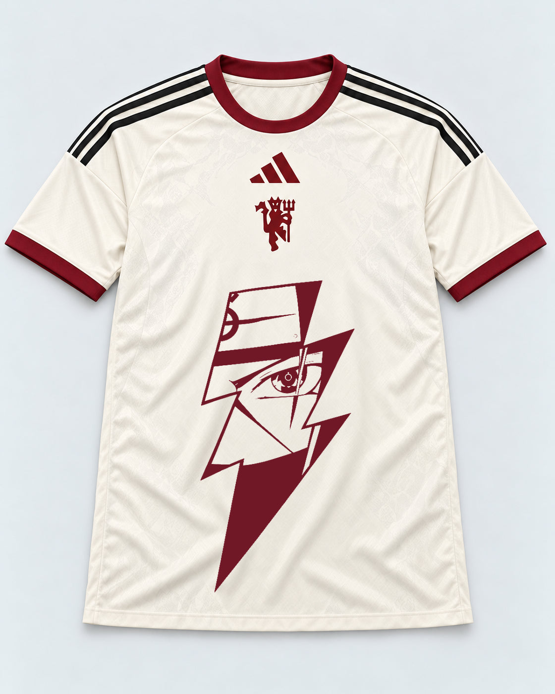 Manchester United Cream Kakashi Lightning Eye Jersey — Front