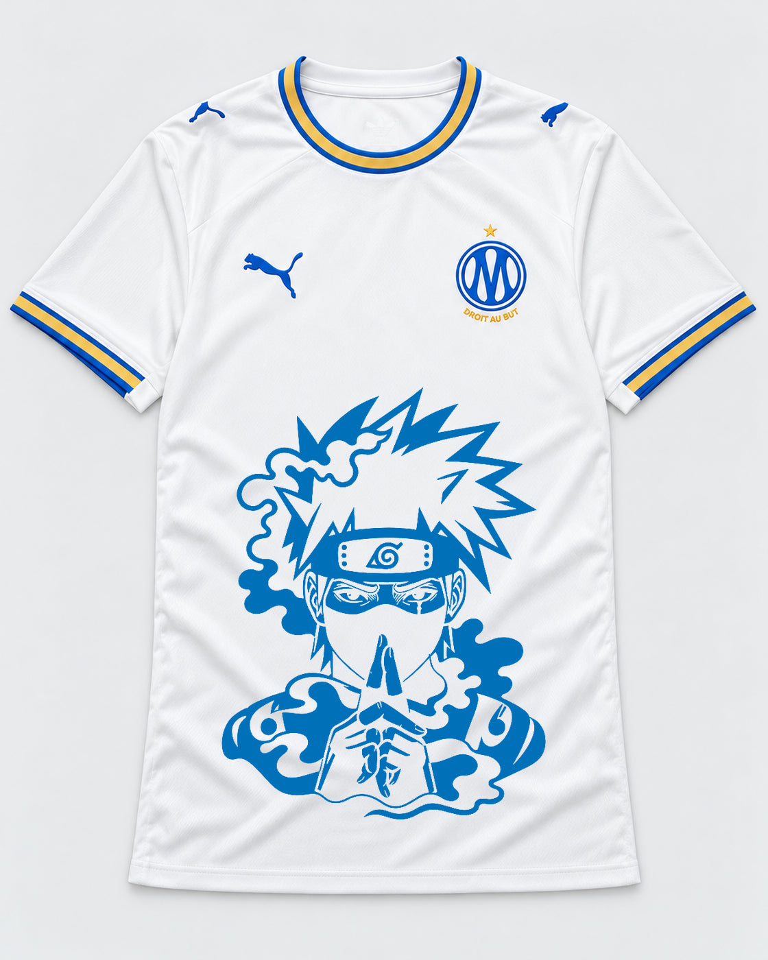 Olympique Marseille White Kakashi Silent Jutsu Jersey — Front