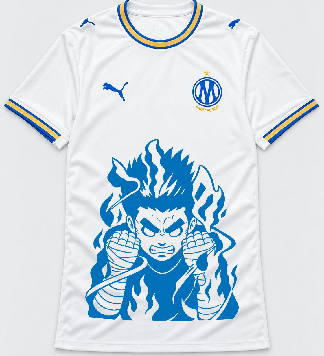 Olympique Marseille White Rock Lee Inner Flame Jersey — Front