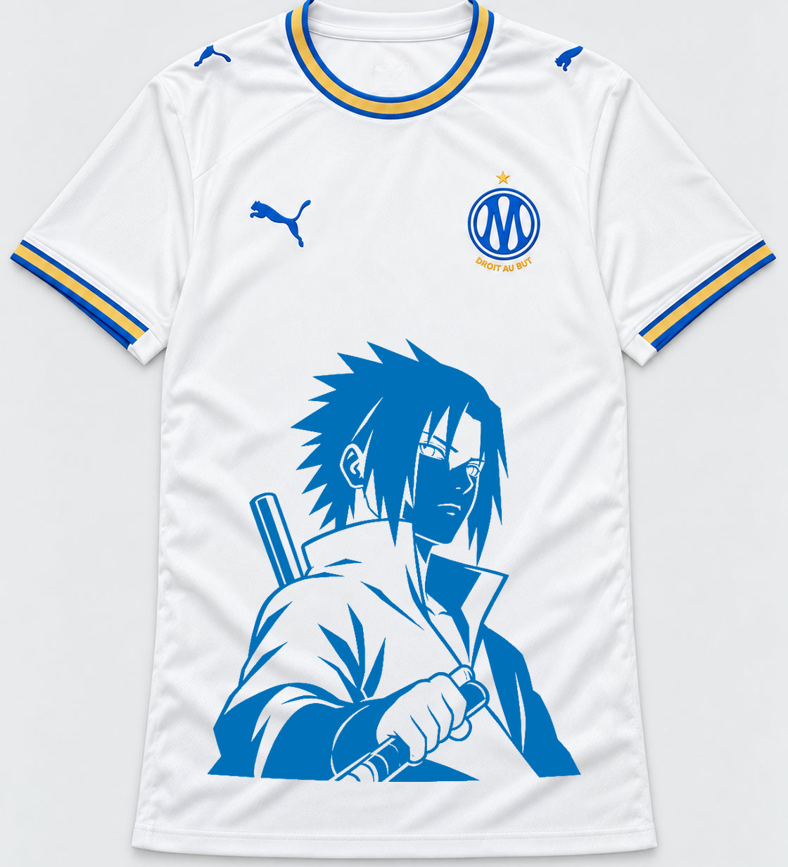 Olympique Marseille White Sasuke Last Uchiha Jersey — Front